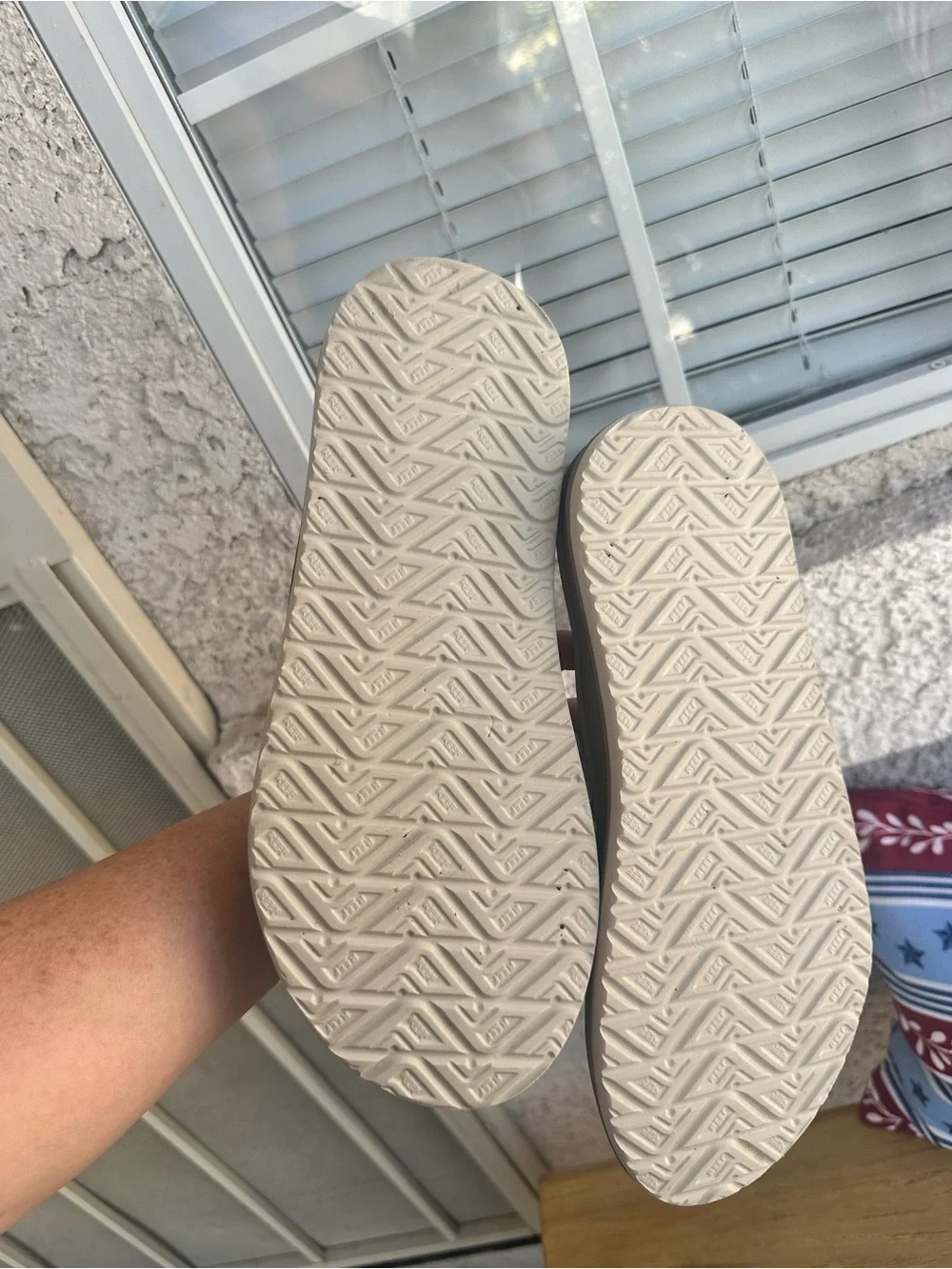 Reef Men's Taupe Footbed Flip Flops with Beige Straps